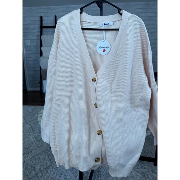 NWT Caracilia Oversized Long Sleeve Button Down Knit Cardigan Womens Size L - Picture 2 of 7